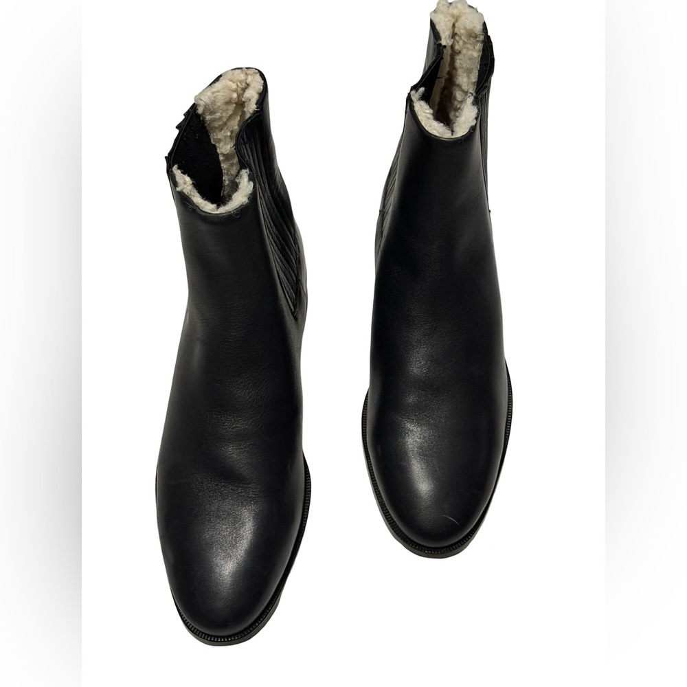 J. Crew Black Leather Boots with Shearling EUC like new CB18